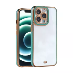 iPhone 13 Pro Max átlátszó tok zöld és arany színű kerettel Alp- 1 kép