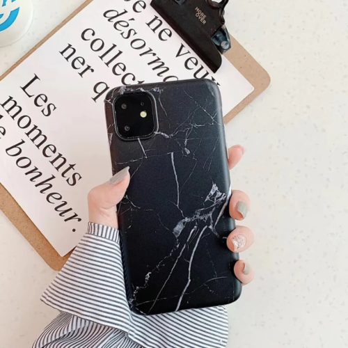 iPhone 13 Pro Max IMD márvány mintás tok fekete Alphajack- 1 kép