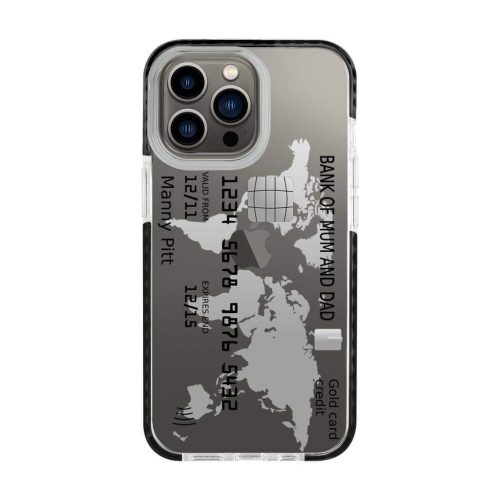 iPhone 13 Pro Max átlátszó TPU tok Credit Card mintával Alphajack- 3 kép