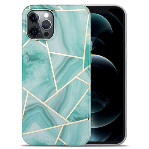 iPhone 13 Pro Max TPU szilikon tok márvány mintával kékeszöld Alp- 6 kép