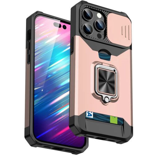 iPhone 14 Ring Armor tok kameralencse védővel, kihajtható támassza- 1 kép