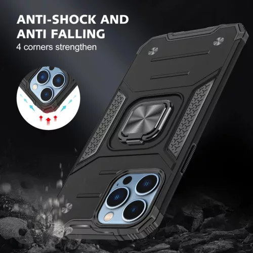 iPhone 14 Ring Armor Case Kickstand tok kihajtható mágneses támassz- 5 kép