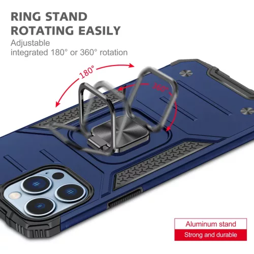 iPhone 14 Ring Armor Case Kickstand tok kihajtható mágneses támassz- 5 kép