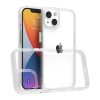 iPhone 14 átlátszó TPU tok edzett üveg hátlappal, fehér kerettel- 1 kép