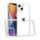 iPhone 14 átlátszó TPU tok edzett üveg hátlappal, fehér kerettel- 1 kép