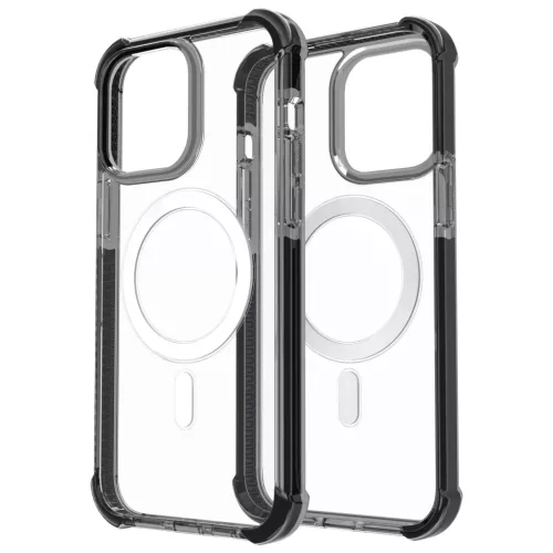iPhone 14 Plus MagSafe kompatibilis átlátszó TPU tok fekete kerette- 2 kép