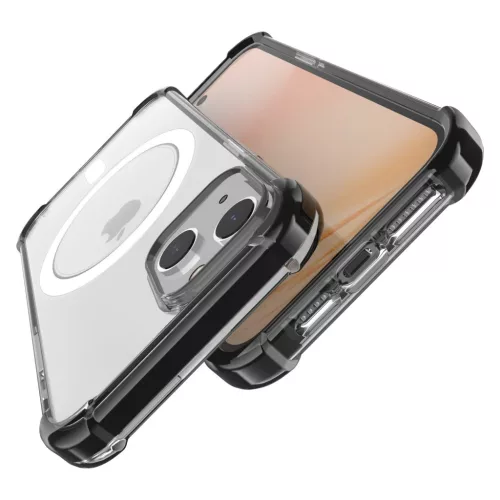 iPhone 14 Plus MagSafe kompatibilis átlátszó TPU tok fekete kerette- 4 kép