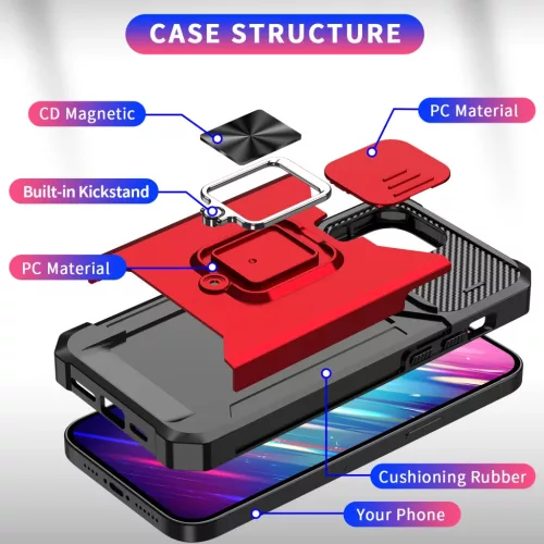 iPhone 14 Plus Ring Armor tok kameralencse védővel, kihajtható tám- 6 kép