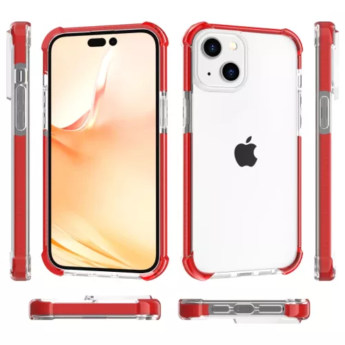 iPhone 14 Plus átlátszó TPU tok piros kerettel Alphajack- 7 kép