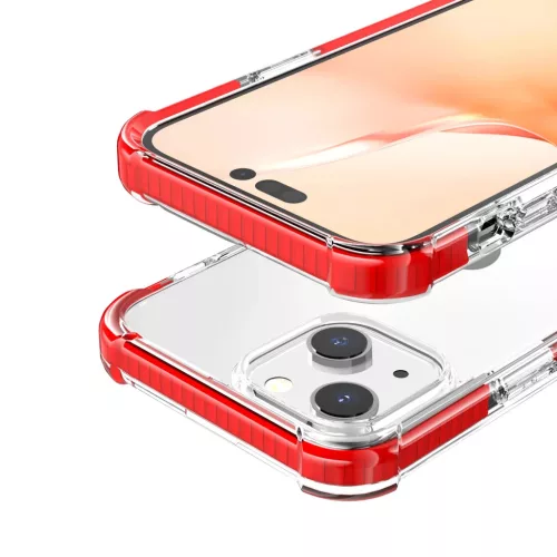 iPhone 14 Plus átlátszó TPU tok piros kerettel Alphajack- 8 kép