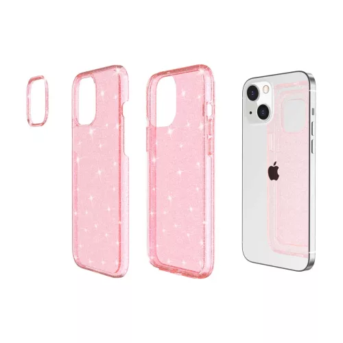 iPhone 14 Plus glitter tok rózsaszín Alphajack- 9 kép