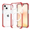 iPhone 14 Plus MagSafe kompatibilis átlátszó TPU tok piros kerettel Alphajack ütésálló