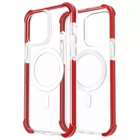 iPhone 14 Plus MagSafe kompatibilis átlátszó TPU tok piros kerettel- 2 kép