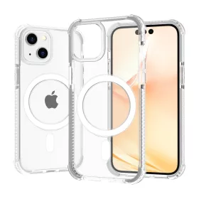   iPhone 14 Plus MagSafe kompatibilis átlátszó TPU tok fehér kerettel Alphajack