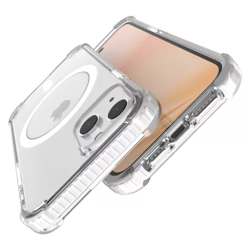 iPhone 14 Plus MagSafe kompatibilis átlátszó TPU tok fehér kerette- 4 kép