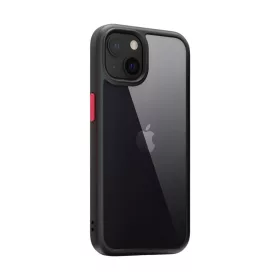 iPhone 14 Plus átlátszó TPU tok edzett üveg hátlappal, fekete ker- 2 kép