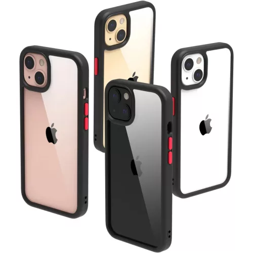 iPhone 14 Plus átlátszó TPU tok edzett üveg hátlappal, fekete ker- 6 kép