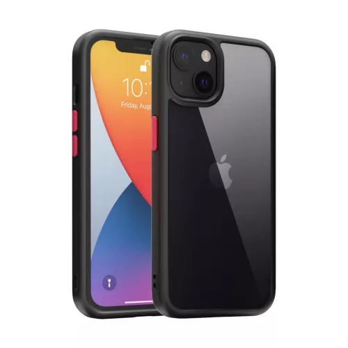 iPhone 14 Plus átlátszó TPU tok edzett üveg hátlappal, fekete ker- 9 kép