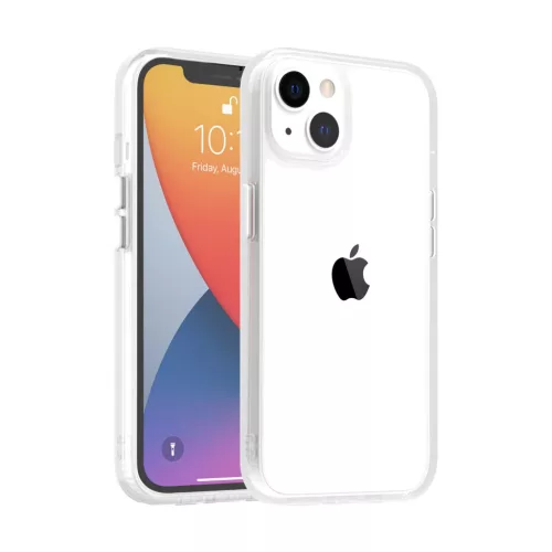 iPhone 14 Plus átlátszó TPU tok edzett üveg hátlappal, fehér ker- 4 kép