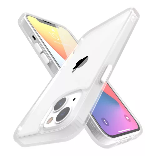 iPhone 14 Plus átlátszó TPU tok edzett üveg hátlappal, fehér ker- 7 kép