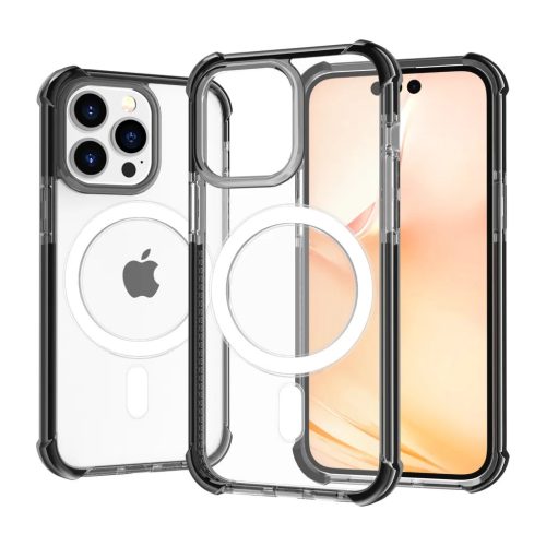 iPhone 14 Pro MagSafe kompatibilis átlátszó TPU tok fekete kerettel- 1 kép