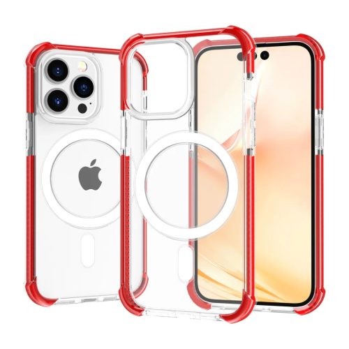 iPhone 14 Pro MagSafe kompatibilis átlátszó TPU tok piros kerettel - 1 kép