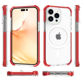 iPhone 14 Pro MagSafe kompatibilis átlátszó TPU tok piros kerettel - 2 kép