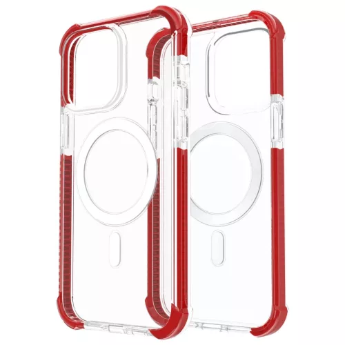 iPhone 14 Pro MagSafe kompatibilis átlátszó TPU tok piros kerettel - 4 kép