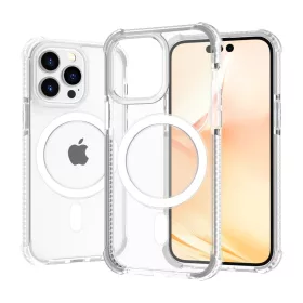   iPhone 14 Pro MagSafe kompatibilis átlátszó TPU tok fehér kerettel Alphajack