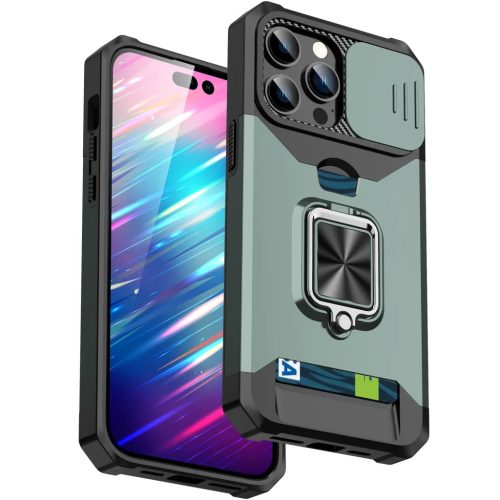 iPhone 14 Pro Ring Armor tok kameralencse védővel, kihajtható táma- 1 kép