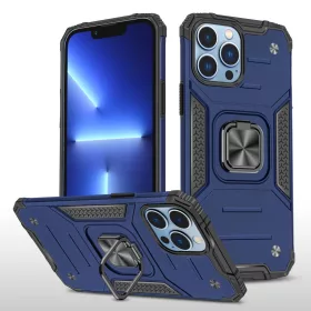   iPhone 14 Pro Ring Armor Case Kickstand tok kihajtható mágneses támasszal kék Alphajack