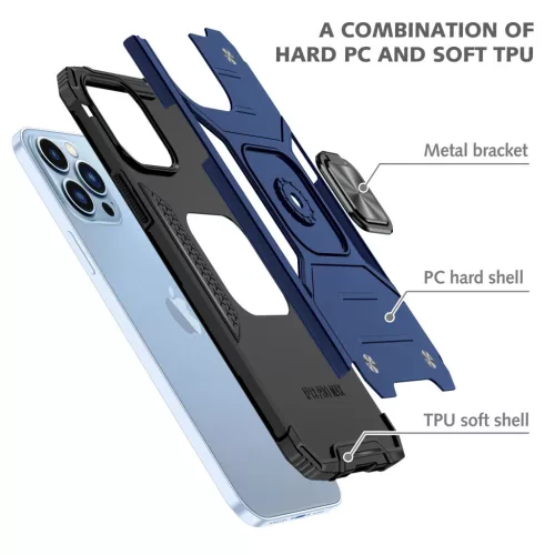iPhone 14 Pro Ring Armor Case Kickstand tok kihajtható mágneses tám- 3 kép