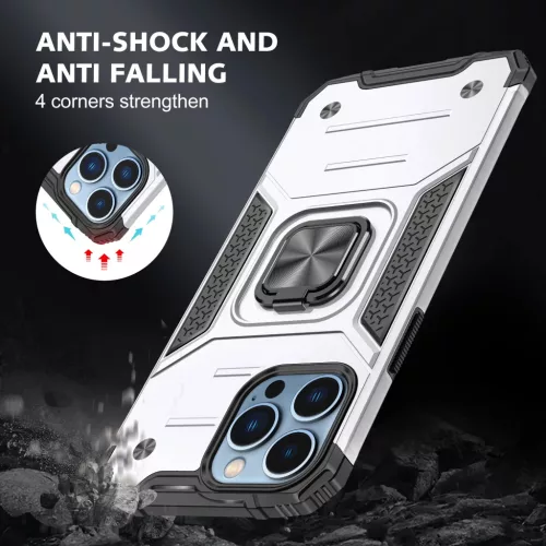 iPhone 14 Pro Ring Armor Case Kickstand tok kihajtható mágneses tám- 4 kép