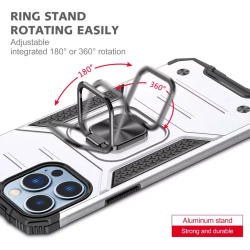 iPhone 14 Pro Ring Armor Case Kickstand tok kihajtható mágneses tám- 5 kép