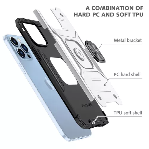 iPhone 14 Pro Ring Armor Case Kickstand tok kihajtható mágneses tám- 7 kép