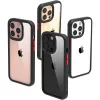 iPhone 14 Pro átlátszó TPU tok edzett üveg hátlappal, fekete kere- 9 kép