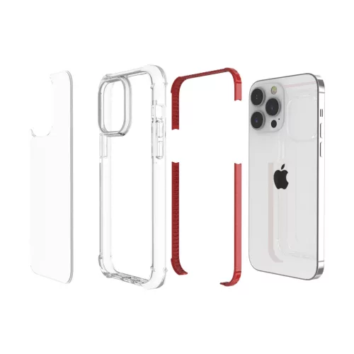 iPhone 14 Pro átlátszó TPU tok piros kerettel Alphajack- 2 kép