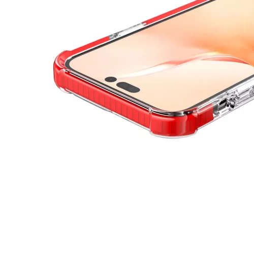 iPhone 14 Pro átlátszó TPU tok piros kerettel Alphajack- 10 kép