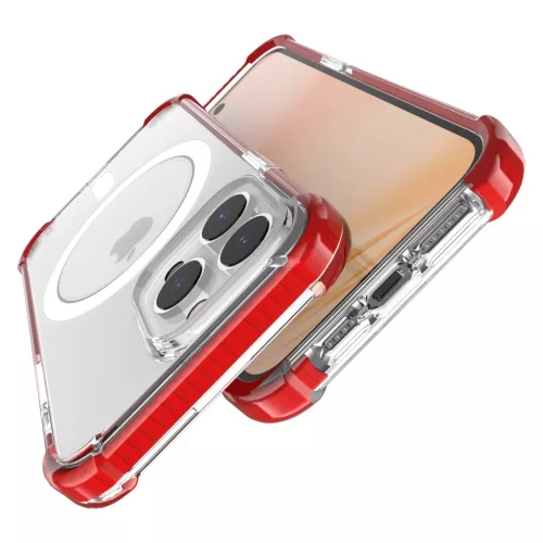 iPhone 14 Pro Max MagSafe kompatibilis átlátszó TPU tok piros keret- 4 kép