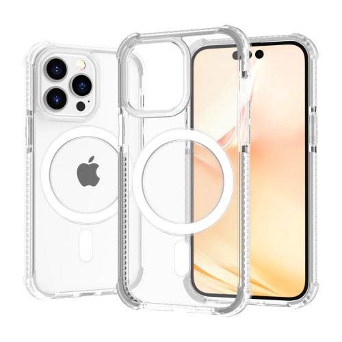 iPhone 14 Pro Max MagSafe kompatibilis átlátszó TPU tok fehér kere- 1 kép