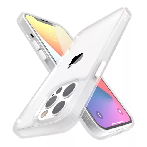 iPhone 14 Pro Max átlátszó TPU tok edzett üveg hátlappal, fehér - 8 kép
