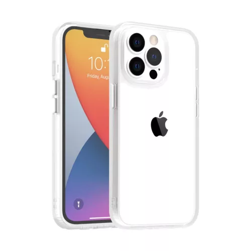 iPhone 14 Pro Max átlátszó TPU tok edzett üveg hátlappal, fehér - 9 kép