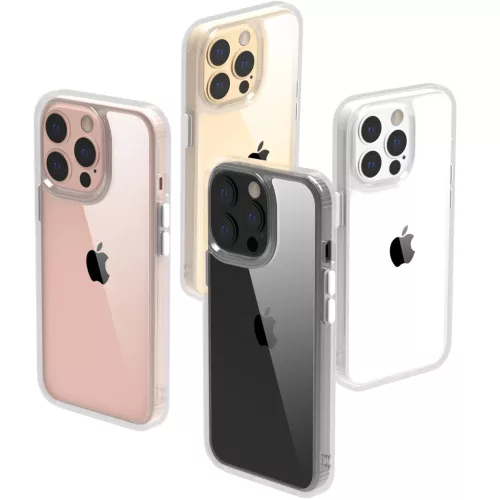 iPhone 14 Pro Max átlátszó TPU tok edzett üveg hátlappal, fehér - 10 kép
