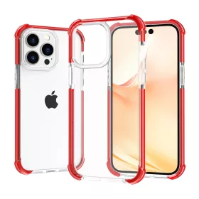  iPhone 14 Pro Max átlátszó TPU tok piros kerettel Alphajack