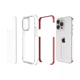 iPhone 14 Pro Max átlátszó TPU tok piros kerettel Alphajack- 2 kép