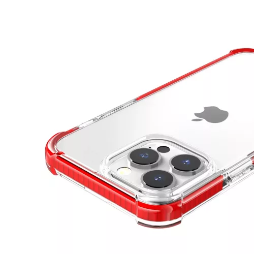 iPhone 14 Pro Max átlátszó TPU tok piros kerettel Alphajack- 4 kép