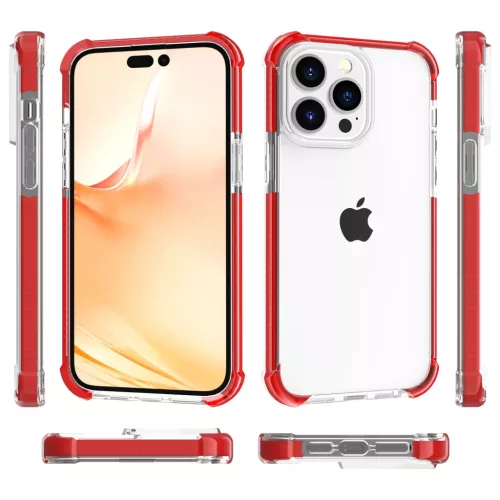 iPhone 14 Pro Max átlátszó TPU tok piros kerettel Alphajack- 7 kép