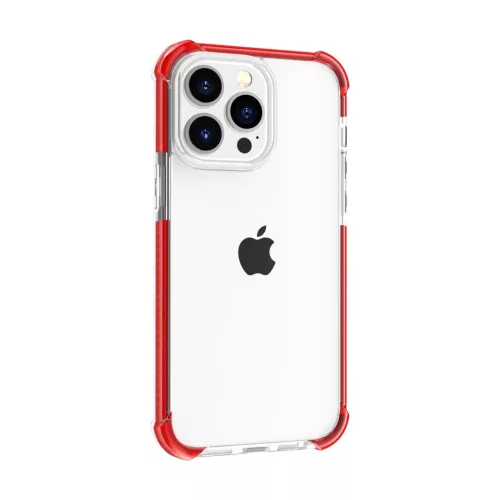 iPhone 14 Pro Max átlátszó TPU tok piros kerettel Alphajack- 8 kép