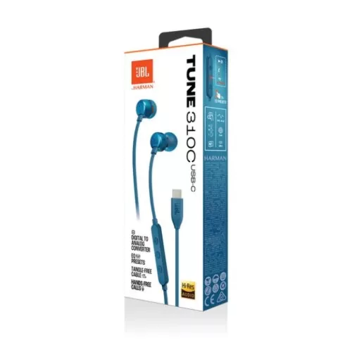 JBL Tune 310C Pure Bass fülbe dugható fejhallgatók (Type-C), Kék E-1200130011160 1 kép