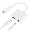 Type-C audio elosztó adapter DAC Type-C-Type-C / 3.5mm jack fehér, TRRS